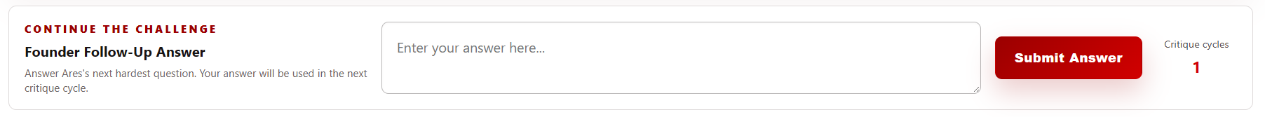 ARES Founder Follow-Up Answer interface
